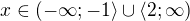 kopírovat do textarea $x\in (-\infty ;-1\rangle\cup \langle2;\infty )$