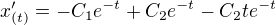 $x'_{(t)}=-C_1e^{-t}+C_2e^{-t}-C_2te^{-t}$
