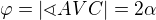 $\varphi =|\sphericalangle AVC|=2\alpha $