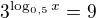 $3^{\log_{0,5}x}=9$