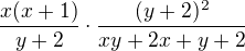 $\frac{x(x+1)}{y+2}\cdot\frac{(y+2)^2}{xy+2x+y+2}$