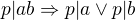 $p|ab\Rightarrow p|a\vee p|b$