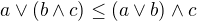 $a\vee (b\wedge c)\le (a\vee b)\wedge c$