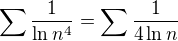 kopírovat do textarea $\sum \frac 1 {\ln n^4} = \sum \frac 1 {4\ln n} $
