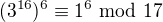 kopírovat do textarea $(3^{16})^{6} \equiv 1^{6} \text{ mod } 17$