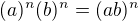 kopírovat do textarea $(a)^{n}(b)^{n}=(ab)^{n}$