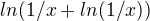 kopírovat do textarea $ln(1/x+ln (1/x))$