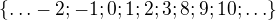 kopírovat do textarea $\{\ldots -2;-1;0;1;2;3;8;9;10;\ldots \}$