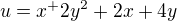 $u=x^+2y^2+2x+4y$