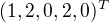 $(1,2,0,2,0)^T$