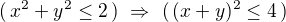 $(\,x^{2}+y^{2}\le 2\,)� \Rightarrow� (\,(x+y)^2\le 4\,)$