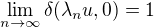 $\lim_{n \to \infty}\delta(\lambda_n u,0) = 1$