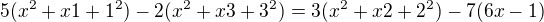 $5(x^{2}+x1+1^{2})-2(x^{2}+x3+3^{2})=3(x^{2}+x2+2^{2})-7(6x-1)$
