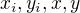 $x_i, y_i, x, y$