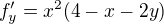 kopírovat do textarea $f'_y=x^2(4-x-2y)$