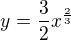 $y=\frac{3}{2}x^{\frac{2}{3}} $