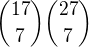 ${17\choose7}{27\choose7}$