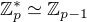 $\mathbb Z_p^*\simeq\mathbb Z_{p-1}$