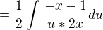 kopírovat do textarea $=\frac{1}{2}\int_{}^{}\frac{-x-1}{u*2x}du$