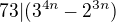 $73 |(3^{4n}-2^{3n})$