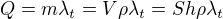 $Q=m\lambda_t=V\rho\lambda_t=Sh\rho\lambda_t$