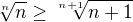 $\sqrt[n]n \ge \sqrt[n+1]{n+1}$