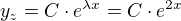 $y_{z}=C\cdot e^{\lambda x}=C\cdot e^{2x}$