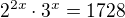 $2^{2x}\cdot 3^{x}=1728$