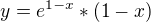 $y=e^{1-x}*(1-x)$