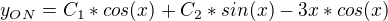 $y_{ON}=C_{1}*cos(x)+C_{2}*sin(x)-3x*cos(x)$