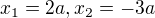 kopírovat do textarea $x_{1}=2a,x_{2}=-3a$