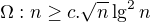 $\Omega: n \ge c. \sqrt{n} \lg^2n$