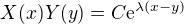 $X(x)Y(y) = C \mathrm{e}^{\lambda (x-y)}$