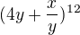 $(4y+\frac{x}{y})^{12}$