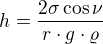 $h=\frac{2\sigma \cos \nu }{r\cdot g\cdot \varrho }$