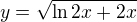 $y=\sqrt{\ln2x+2x}$