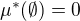 $\mu^* (\emptyset )=0$