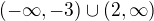 $(- \infty,-3) \cup (2, \infty )$