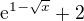$\mathrm{e}^{1-\sqrt{x}}+2$