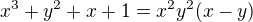 kopírovat do textarea $x^3+y^2+x+1=x^2y^2(x-y)$