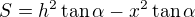 $S=h^2\tan\alpha-x^2\tan\alpha$