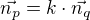 $\vec{n_{p}}=k\cdot \vec{n_{q}}$