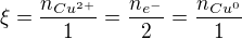 $\xi = \frac{n_{Cu^{2+}}}1 = \frac{n_{e^-}}{2}= \frac{n_{Cu^{0}}}1$