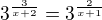$3^{\frac3{x+2}}=3^{\frac2{x+1}}$