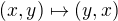 $(x,y)\mapsto (y,x)$