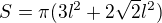 $S=\pi (3l^{2}+2\sqrt{2}l^{2})$
