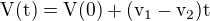 $\rm{V}(t)=\rm{V}(0)+(v_1-v_2)t$