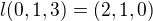 $l(0,1,3) = (2,1,0)$