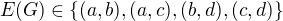 $E(G)\in\{({a},{b}),({a},{c}),({b},{d}),({c},{d})\}$