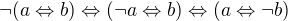 kopírovat do textarea $¬ (a \Leftrightarrow b) \Leftrightarrow (¬a\Leftrightarrow b)\Leftrightarrow (a\Leftrightarrow ¬b)$